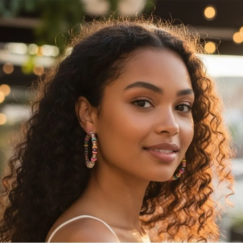 Colorful Heshi Beaded 2.25” Hoop Earrings